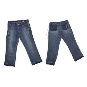 Unionbay Western Lace-Up Cropped Straight Leg Raw Hem Mid Rise Jeans Juniors 5
